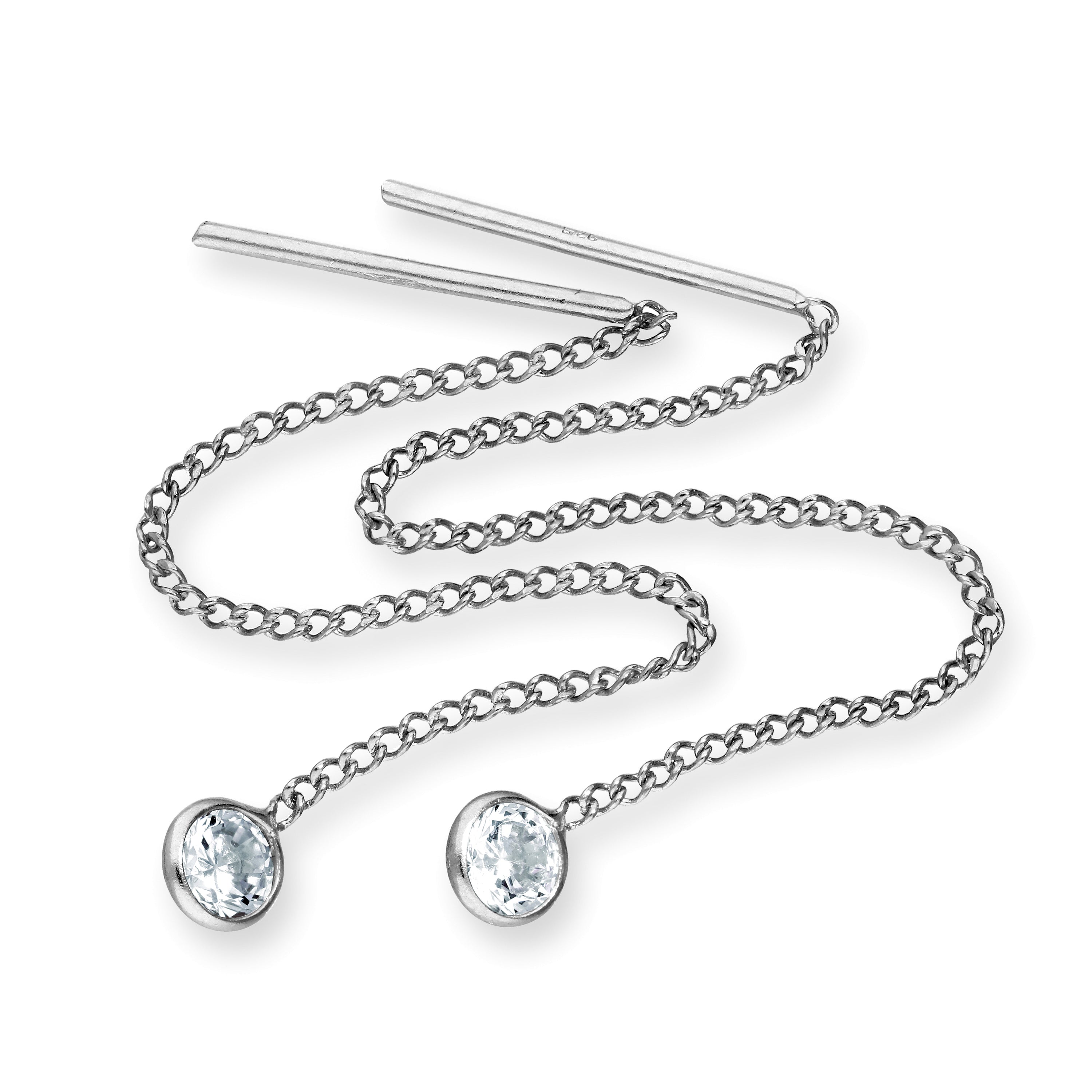 Sterlingsilber & runde CZ Kristall Geburtsstein Ohrringe