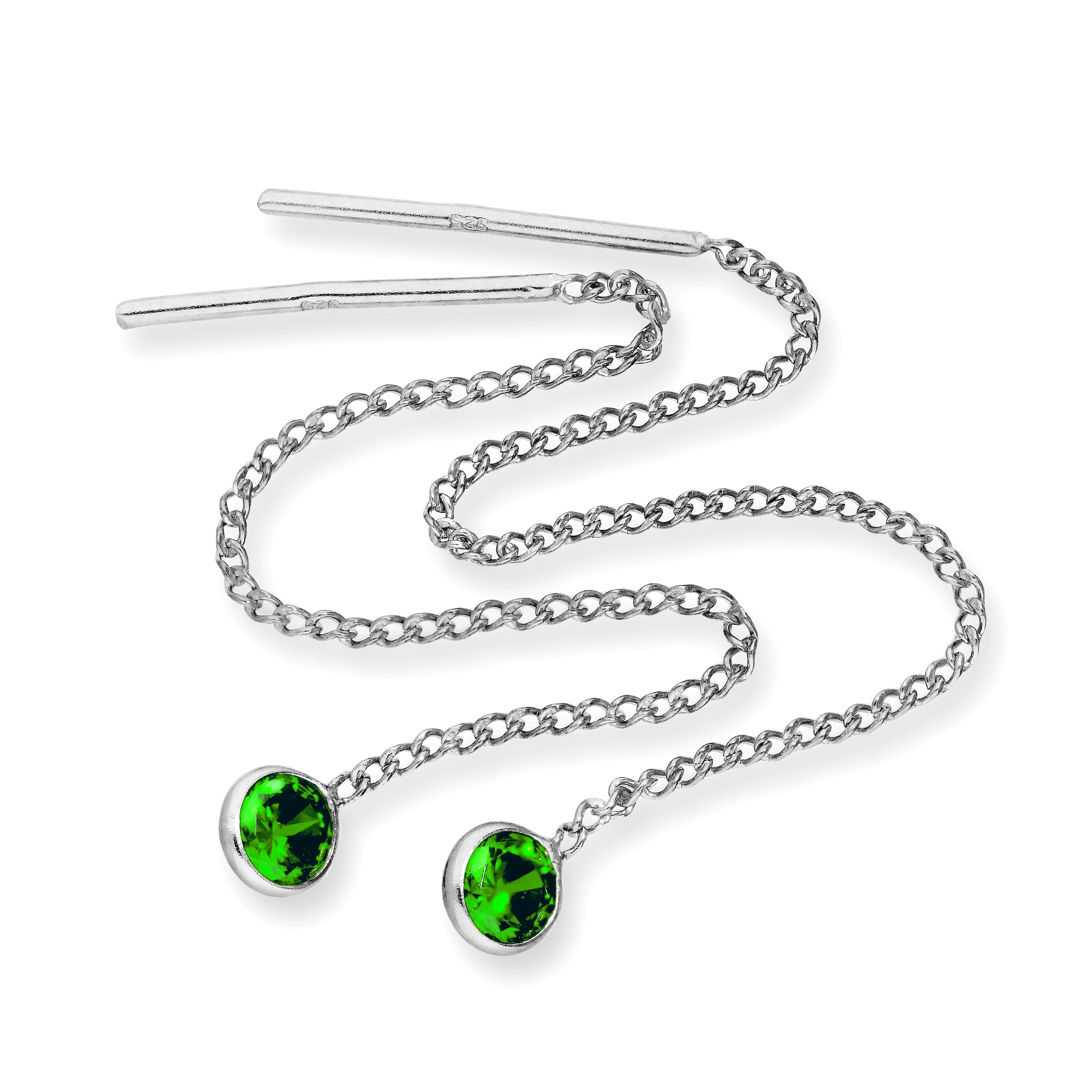 Sterlingsilber & runde CZ Kristall Geburtsstein Ohrringe