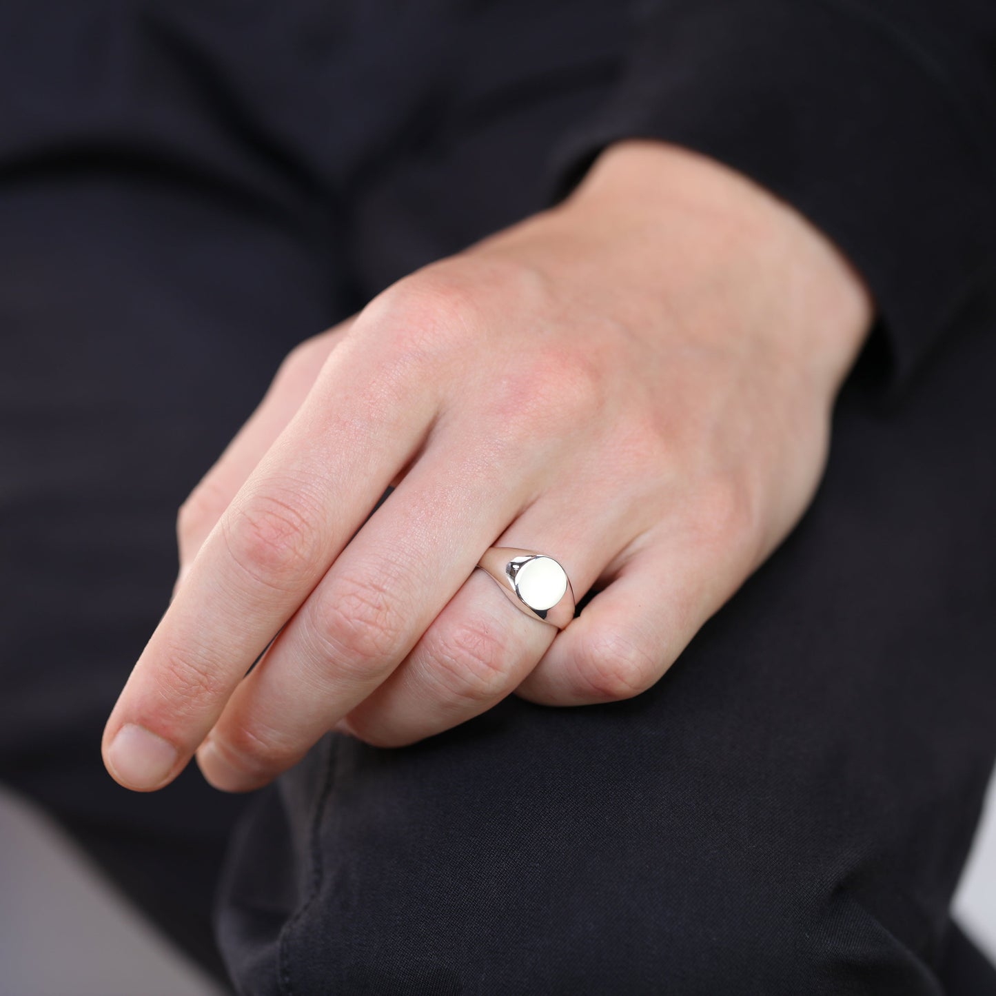 Sterling Silber gravierbarer Herren Siegelring Größe J - Z+1