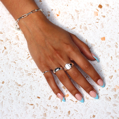 Sterling Silber gravierbarer Herren Siegelring Größe J - Z+1