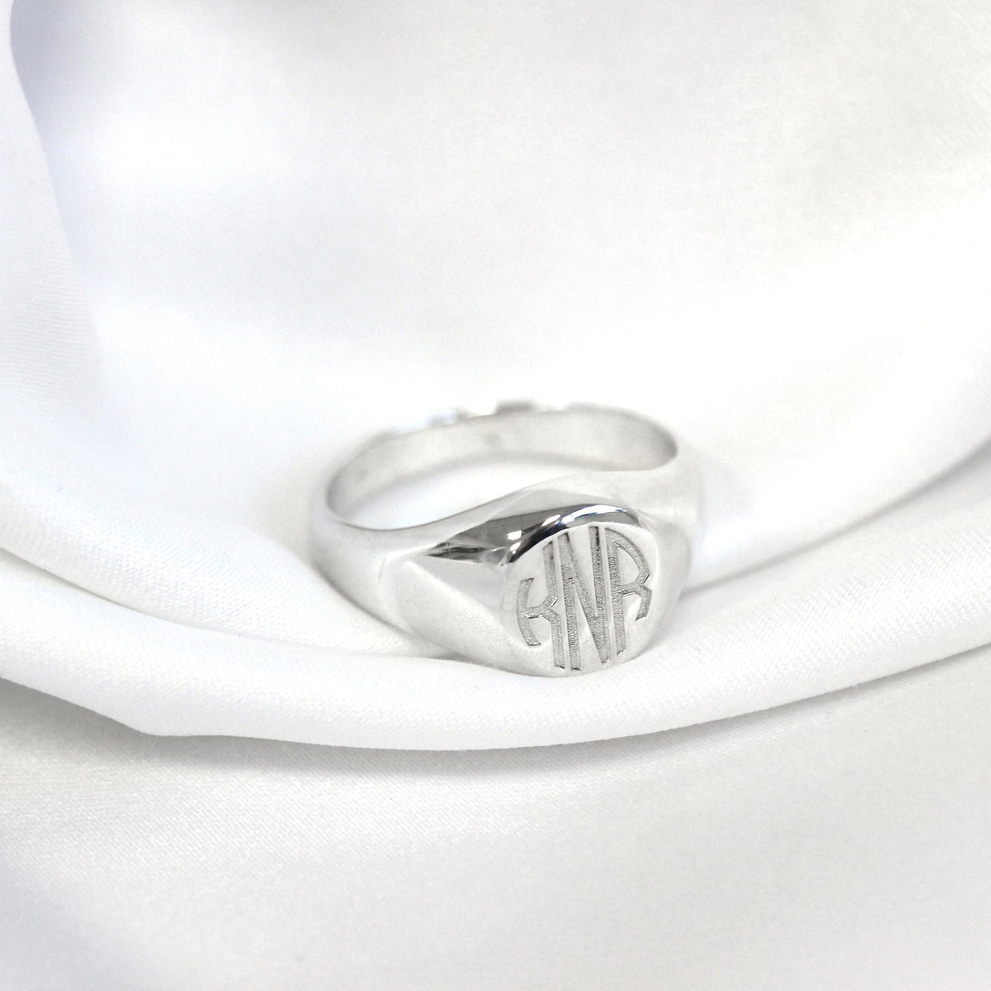 Sterling Silber gravierbarer Herren Siegelring Größe J - Z+1