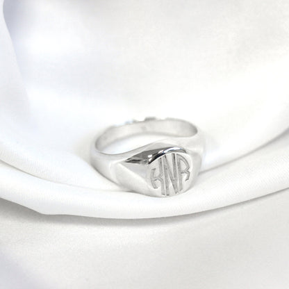 Sterling Silber gravierbarer Herren Siegelring Größe J - Z+1