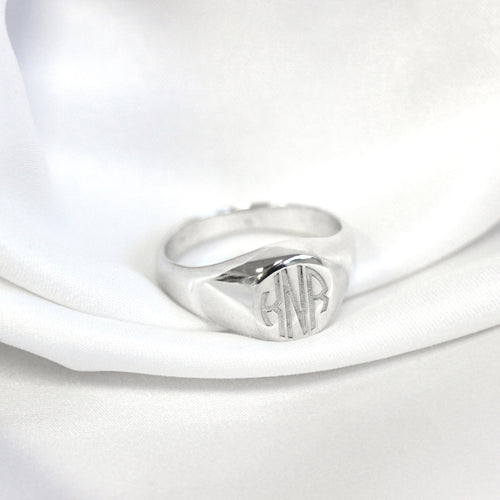 Sterlingsilber gravierbarer Herren Siegelring Größe J - Z+1
