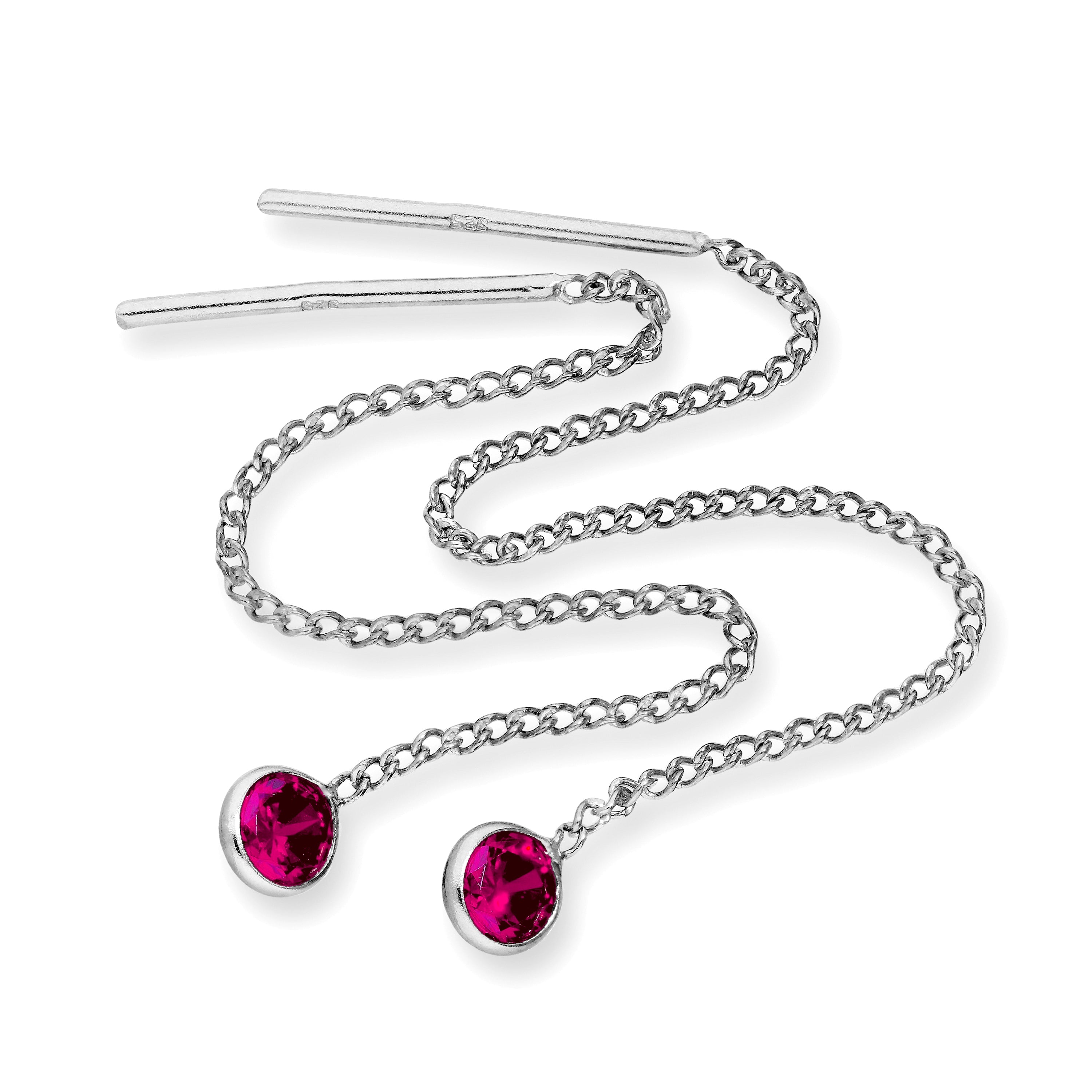 Sterlingsilber & runde CZ Kristall Geburtsstein Ohrringe