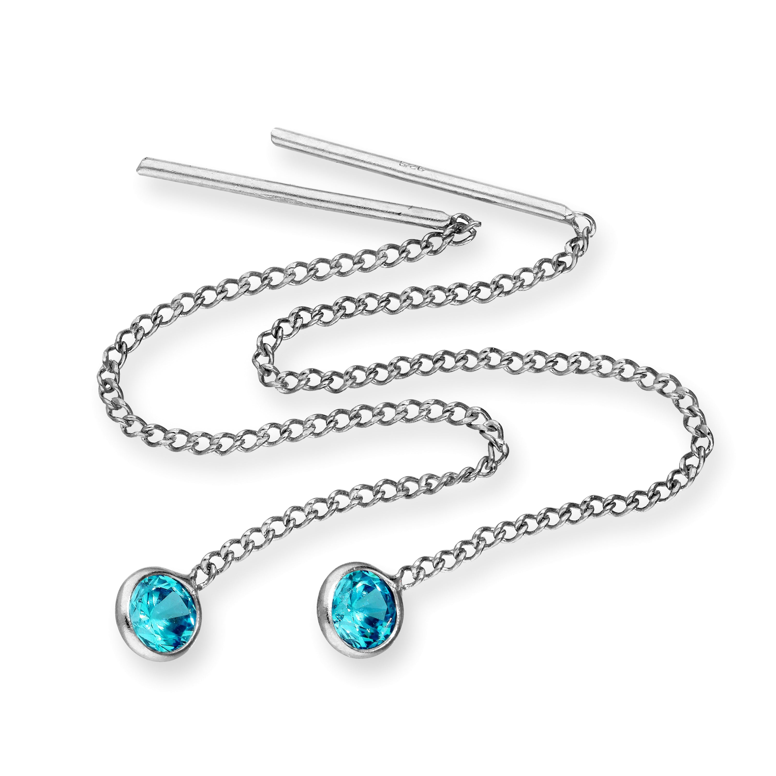 Sterlingsilber & runde CZ Kristall Geburtsstein Ohrringe