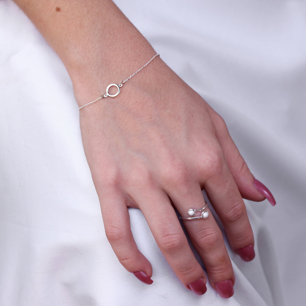 Armband aus Sterlingsilber mit Karma-Kreis, 18 cm