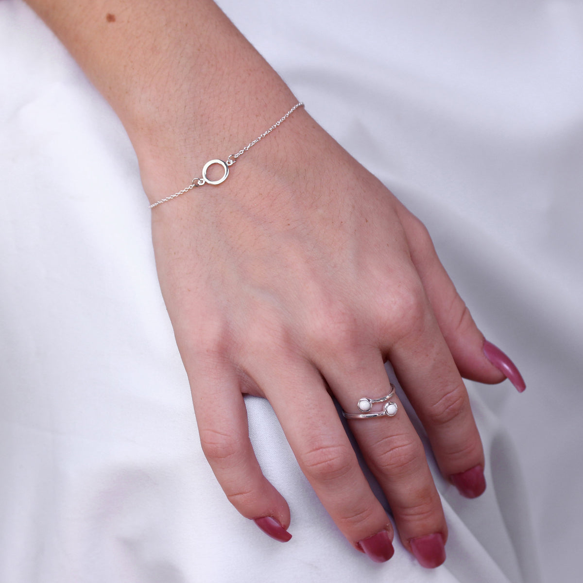 Armband aus Sterlingsilber mit Karma-Kreis, 18 cm