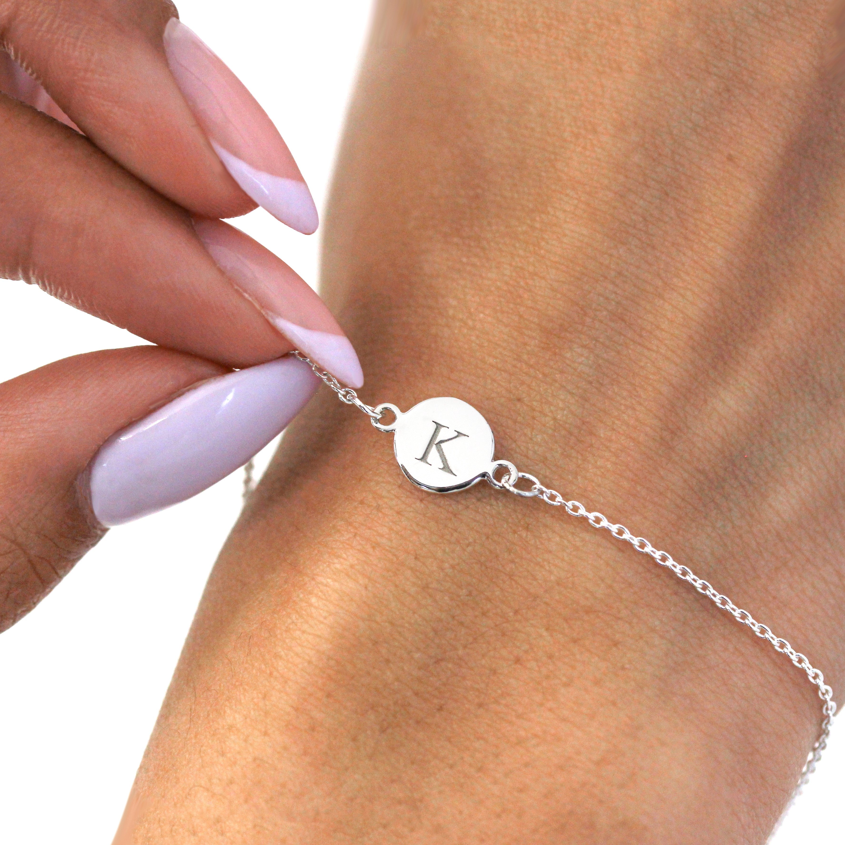 Sterlingsilber 18 cm Armband mit Gravierbarm Kreis