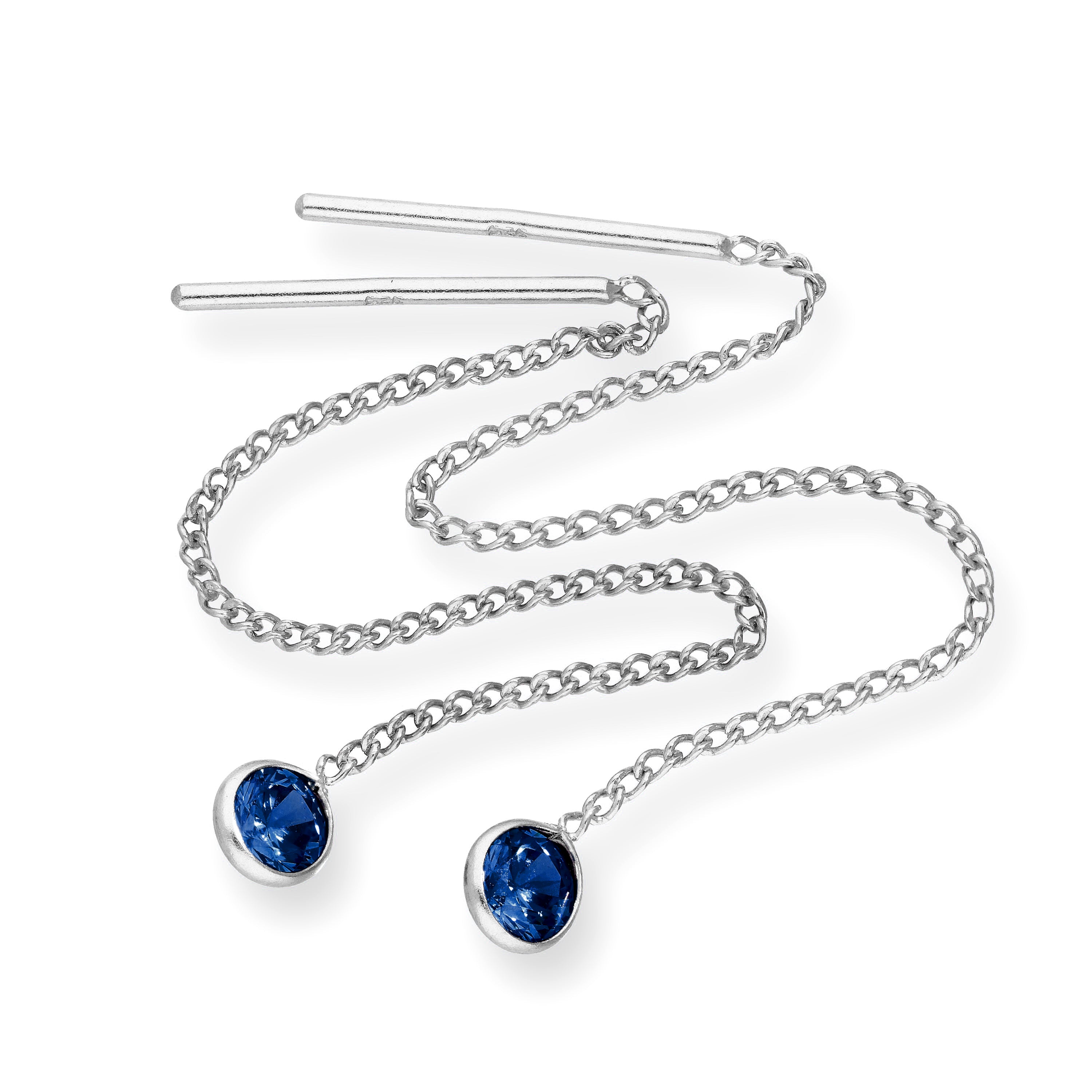 Sterlingsilber & runde CZ Kristall Geburtsstein Ohrringe