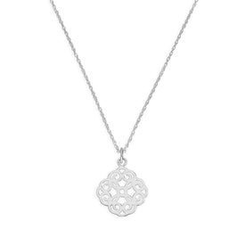 Halskette aus Sterlingsilber mit großem offenem Blumenanhänger 14–22 Zoll
