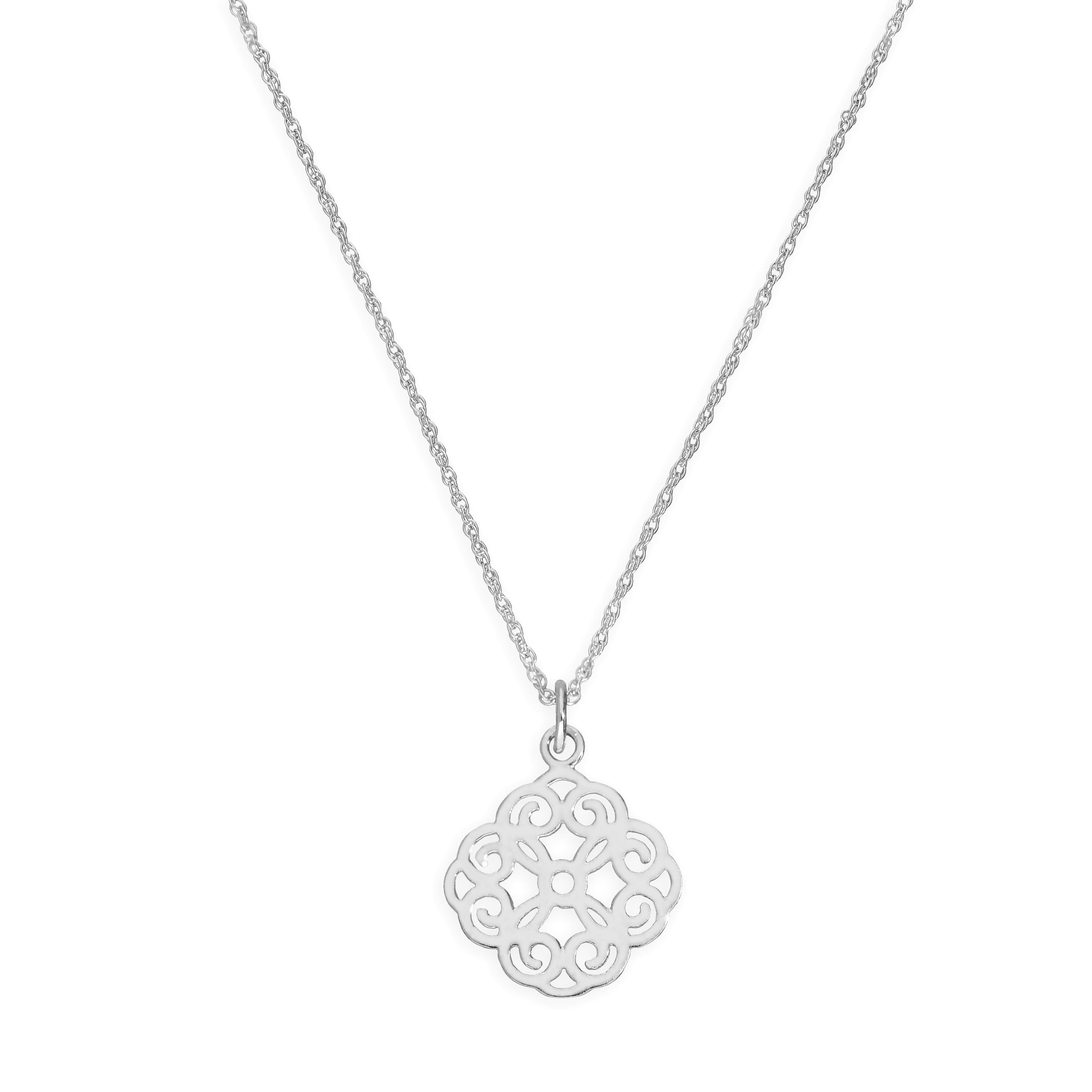 Halskette aus Sterlingsilber mit großem offenem Blumenanhänger 14–22 Zoll