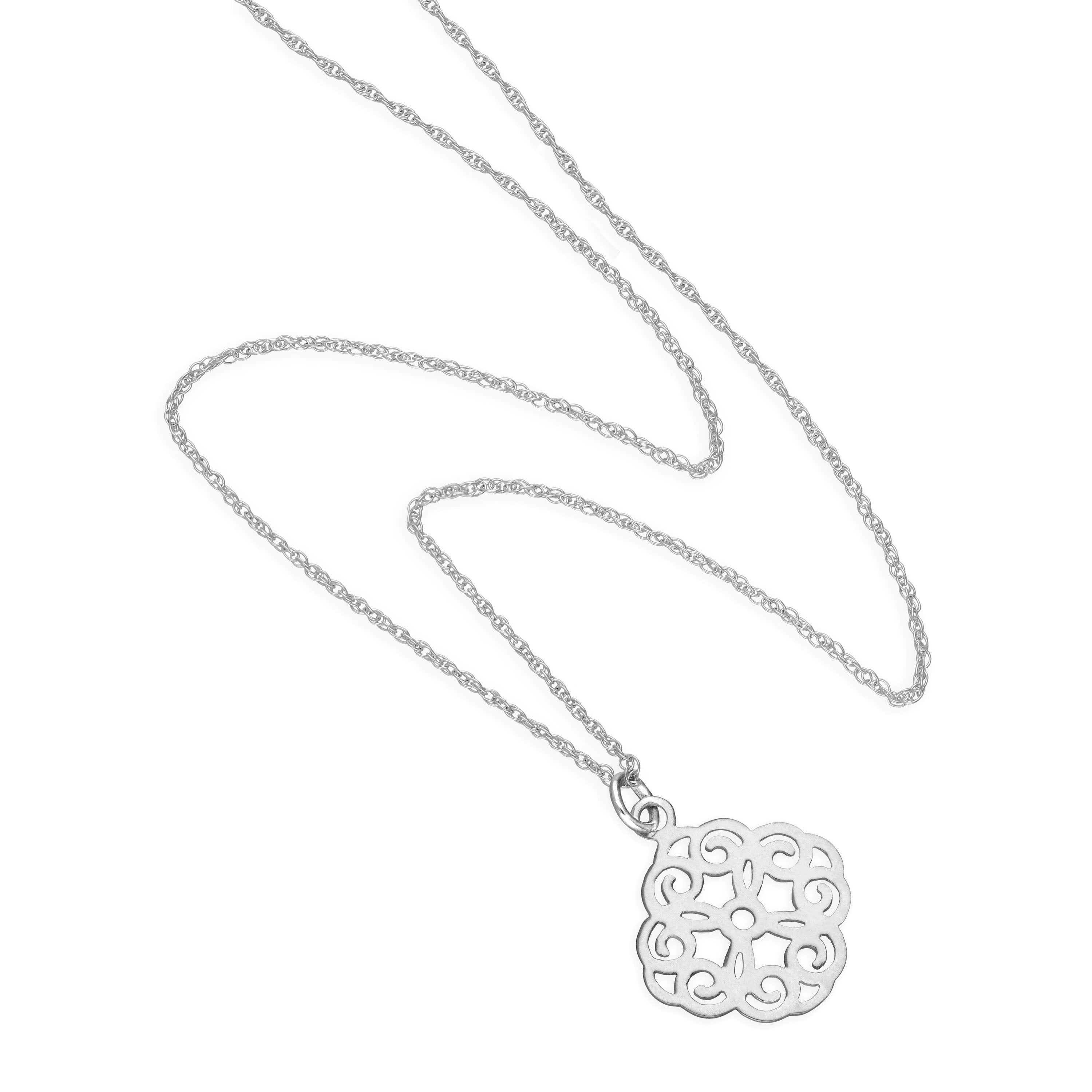 Halskette aus Sterlingsilber mit großem offenem Blumenanhänger 14–22 Zoll