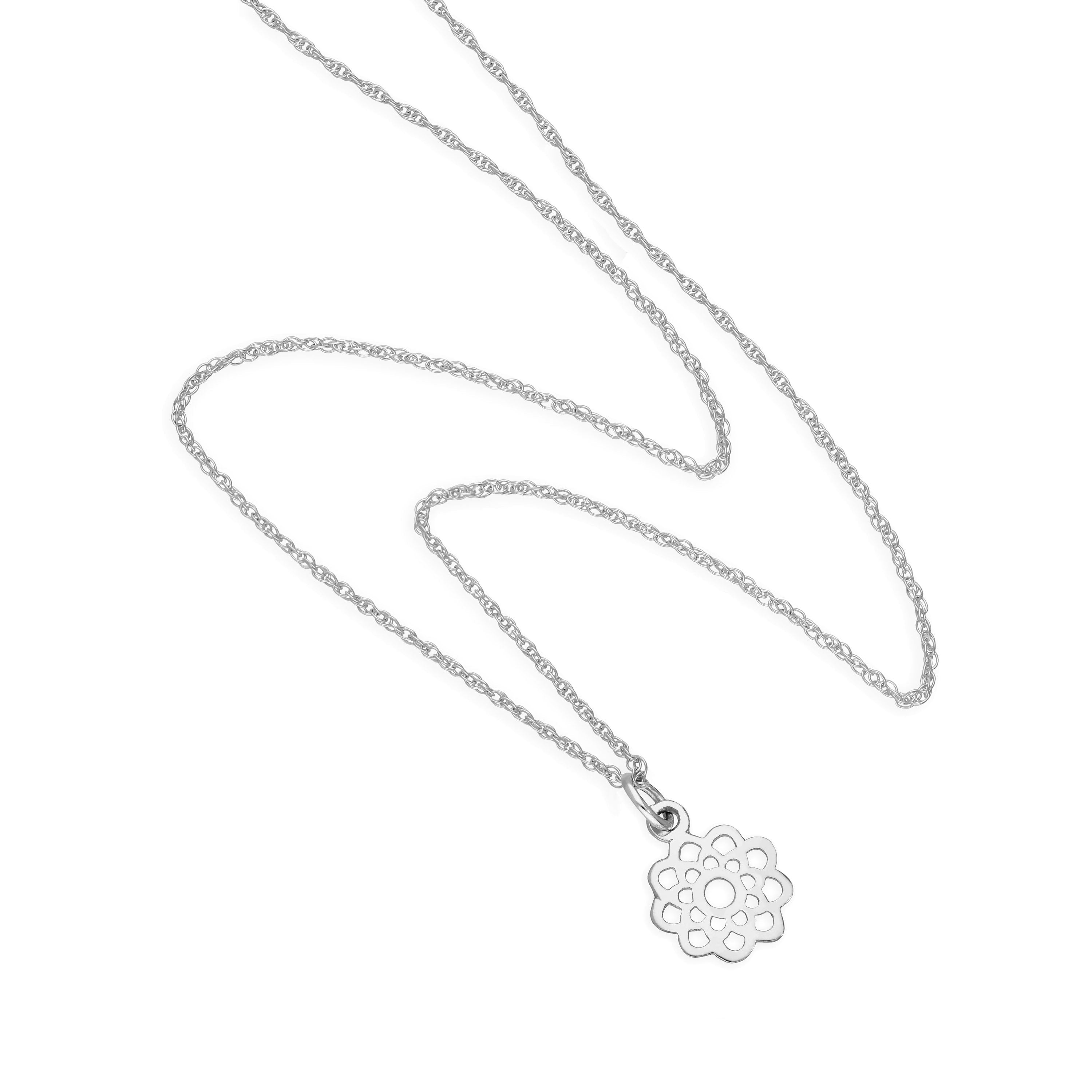 Halskette aus Sterlingsilber mit offenem Blumenanhänger 14–22 Zoll