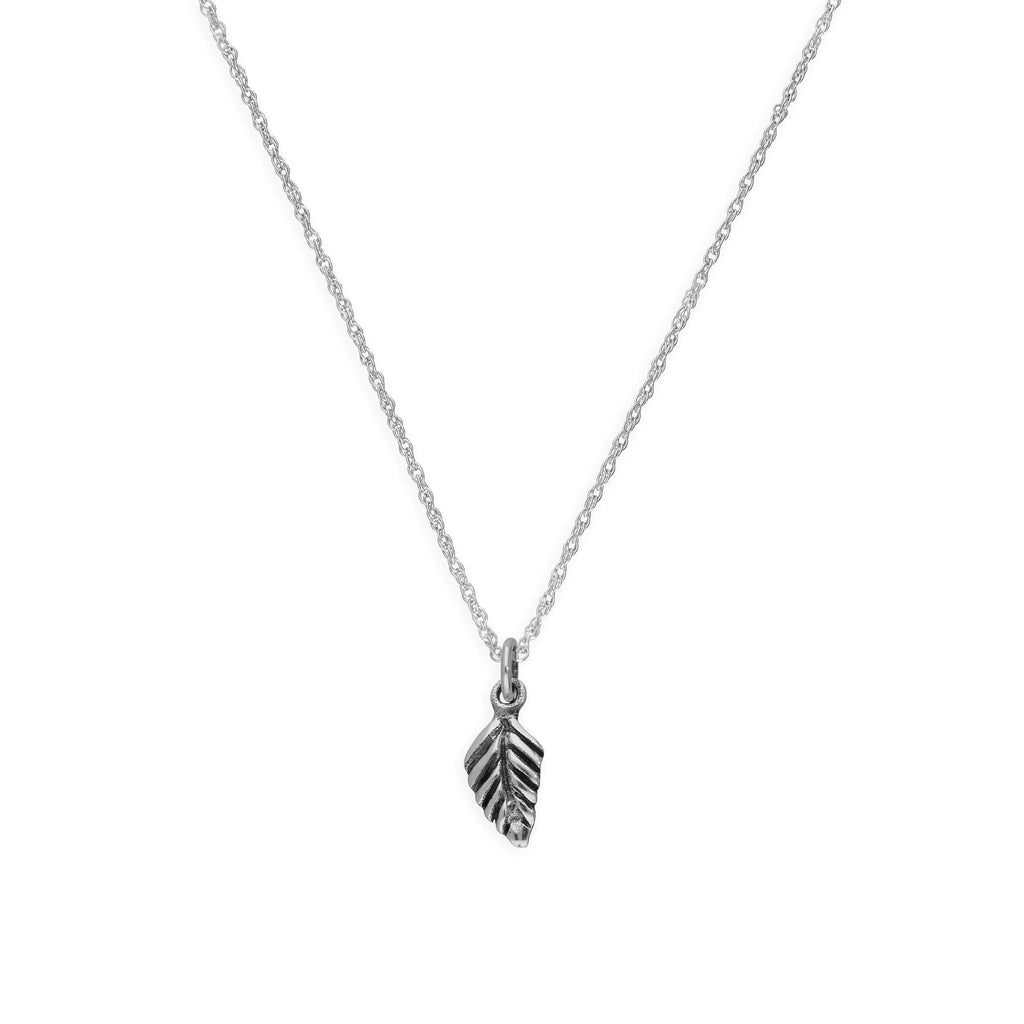 Sterlingsilber Kleines Blatt Anhänger Halskette 35,5 - 56 cm