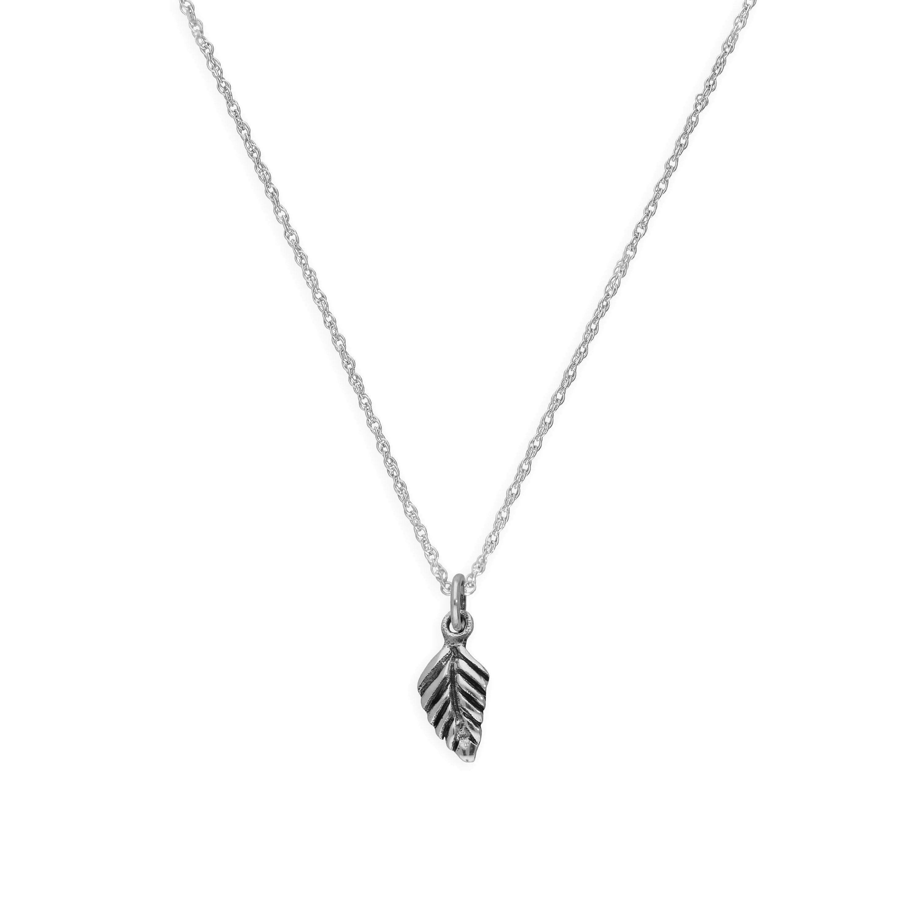 Sterlingsilber Kleines Blatt Anhänger Halskette 35,5 - 56 cm