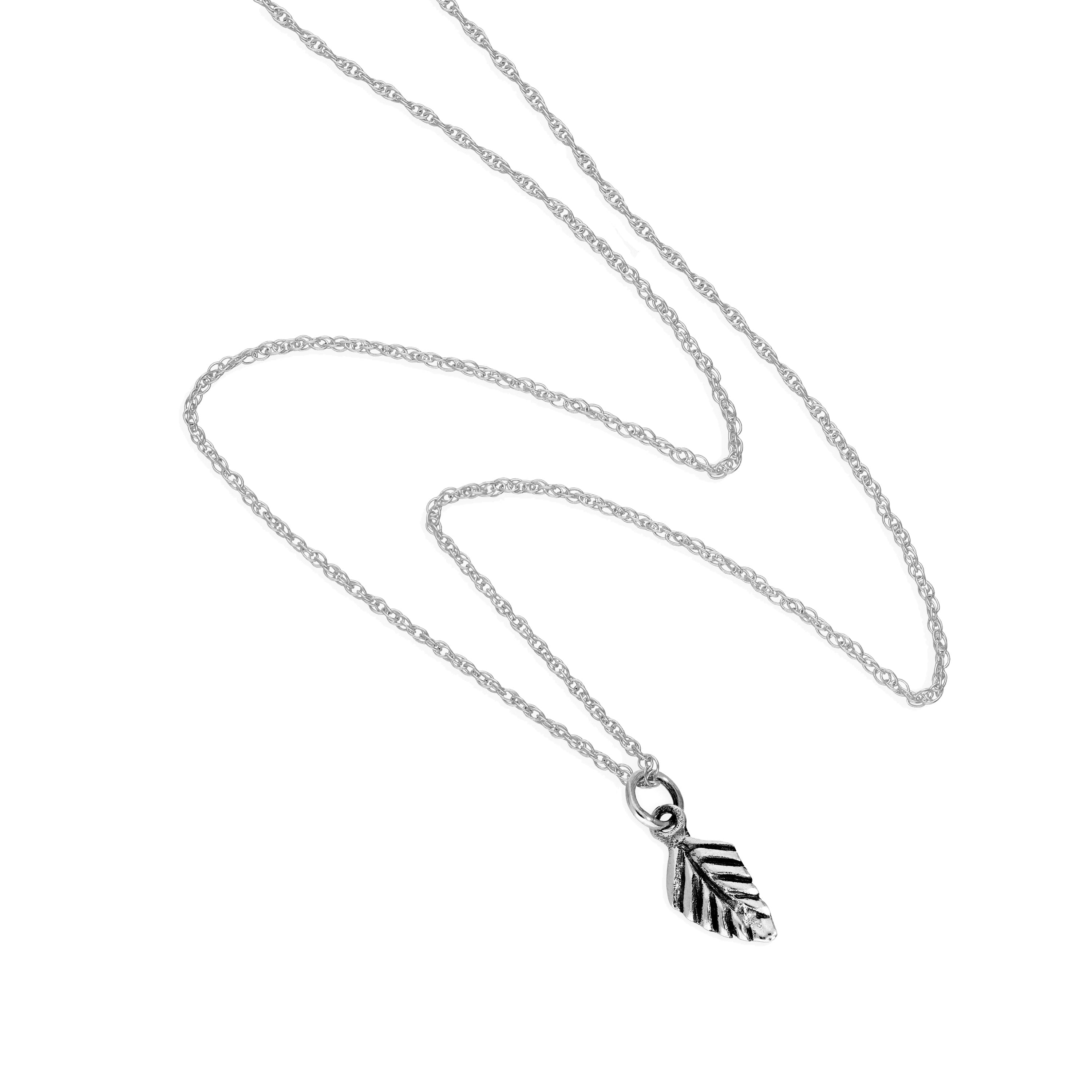 Sterlingsilber Kleines Blatt Anhänger Halskette 35,5 - 56 cm