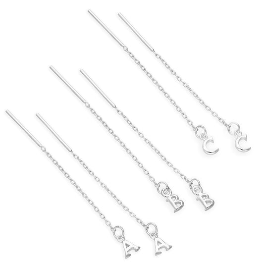 Sterling-Silber-Alphabet-Durchsteck-Ohrringe A – Z