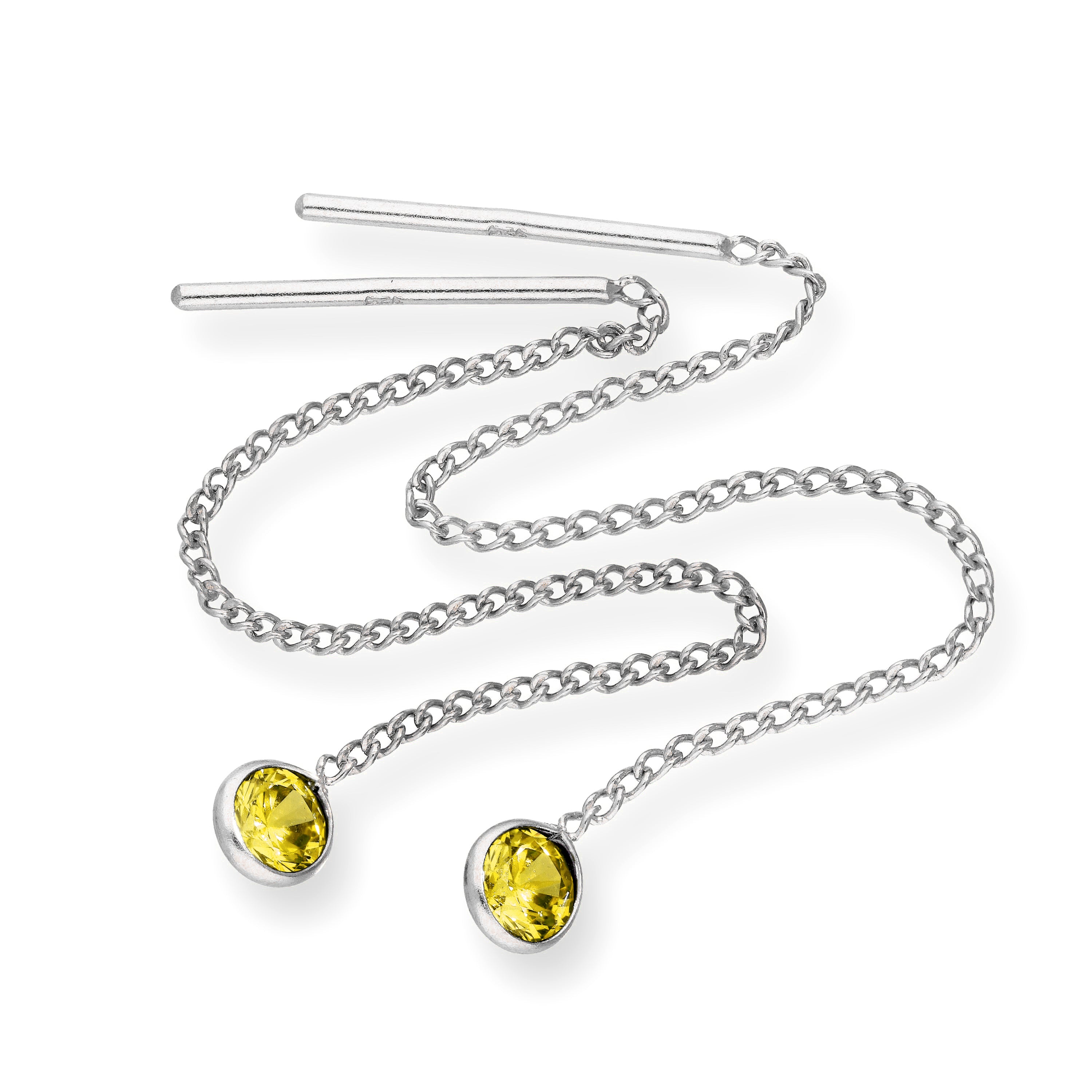 Sterlingsilber & runde CZ Kristall Geburtsstein Ohrringe