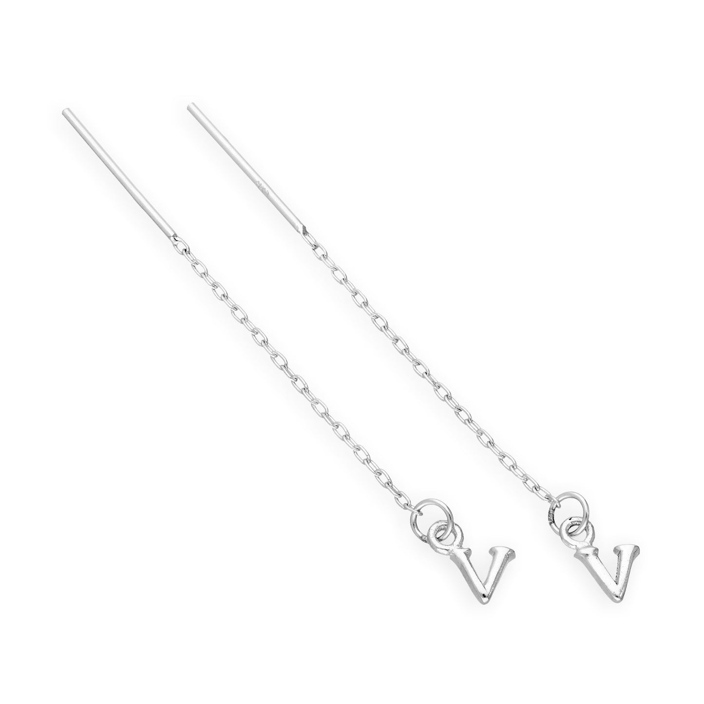 Sterling-Silber-Alphabet-Durchsteck-Ohrringe A – Z