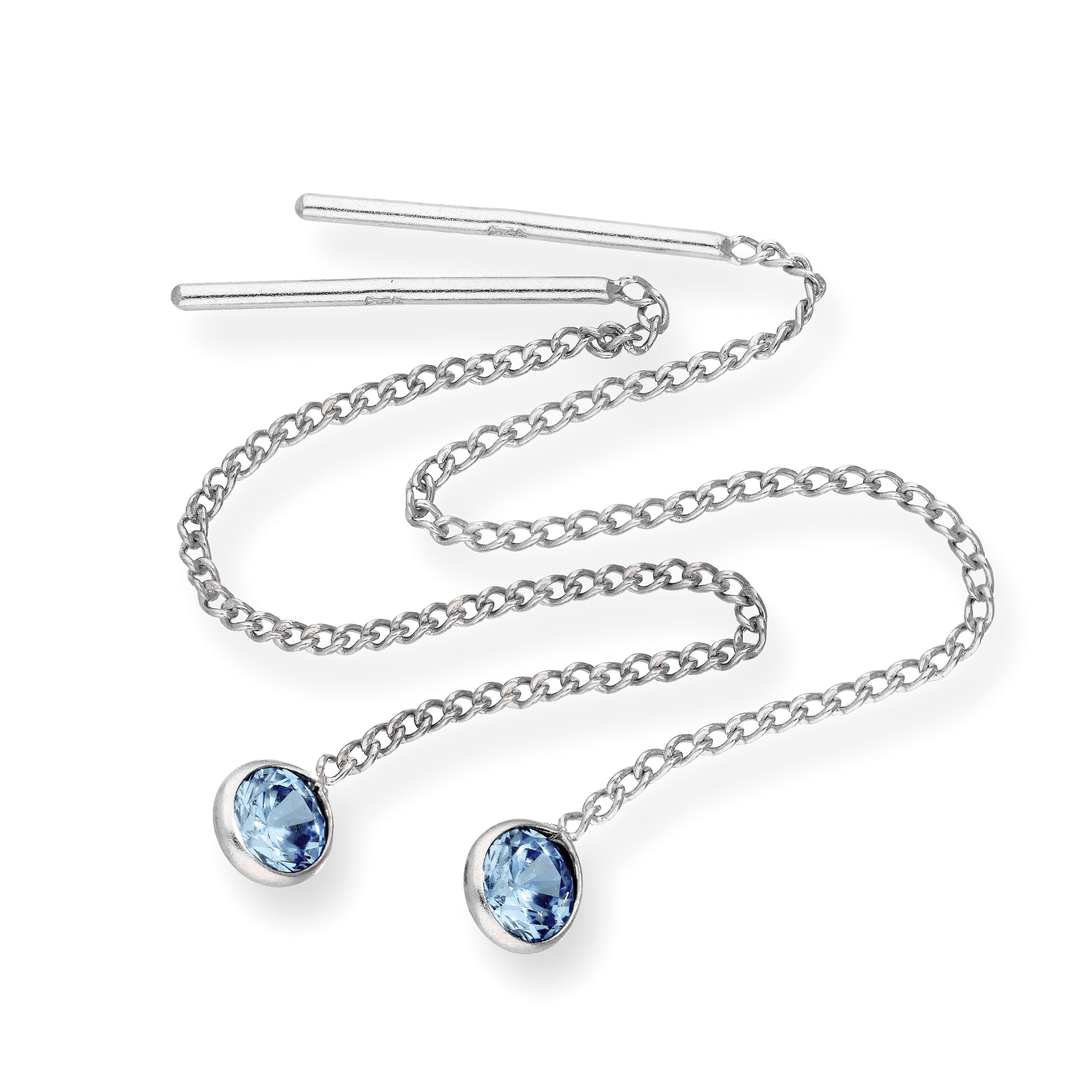 Sterlingsilber & runde CZ Kristall Geburtsstein Ohrringe