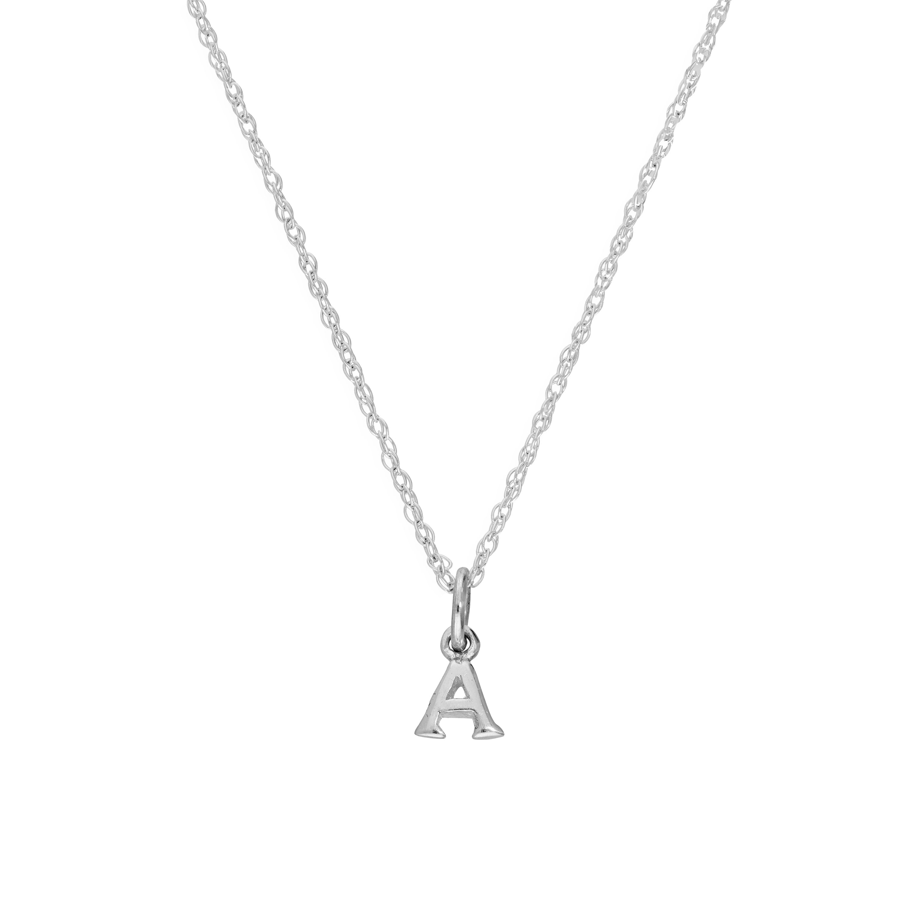 Kleine Halskette aus Sterlingsilber mit Buchstabe A 14–22 Zoll