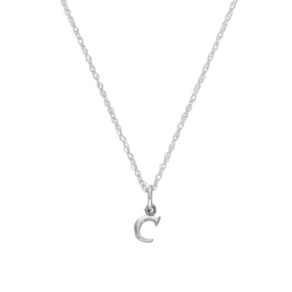 Tiny Sterling Silver Alphabet Letter C Pendant Necklace 14 - 22 Inches