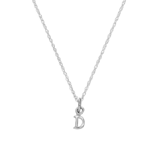 Tiny Sterling Silver Alphabet Letter D Pendant Necklace 14 - 22 Inches