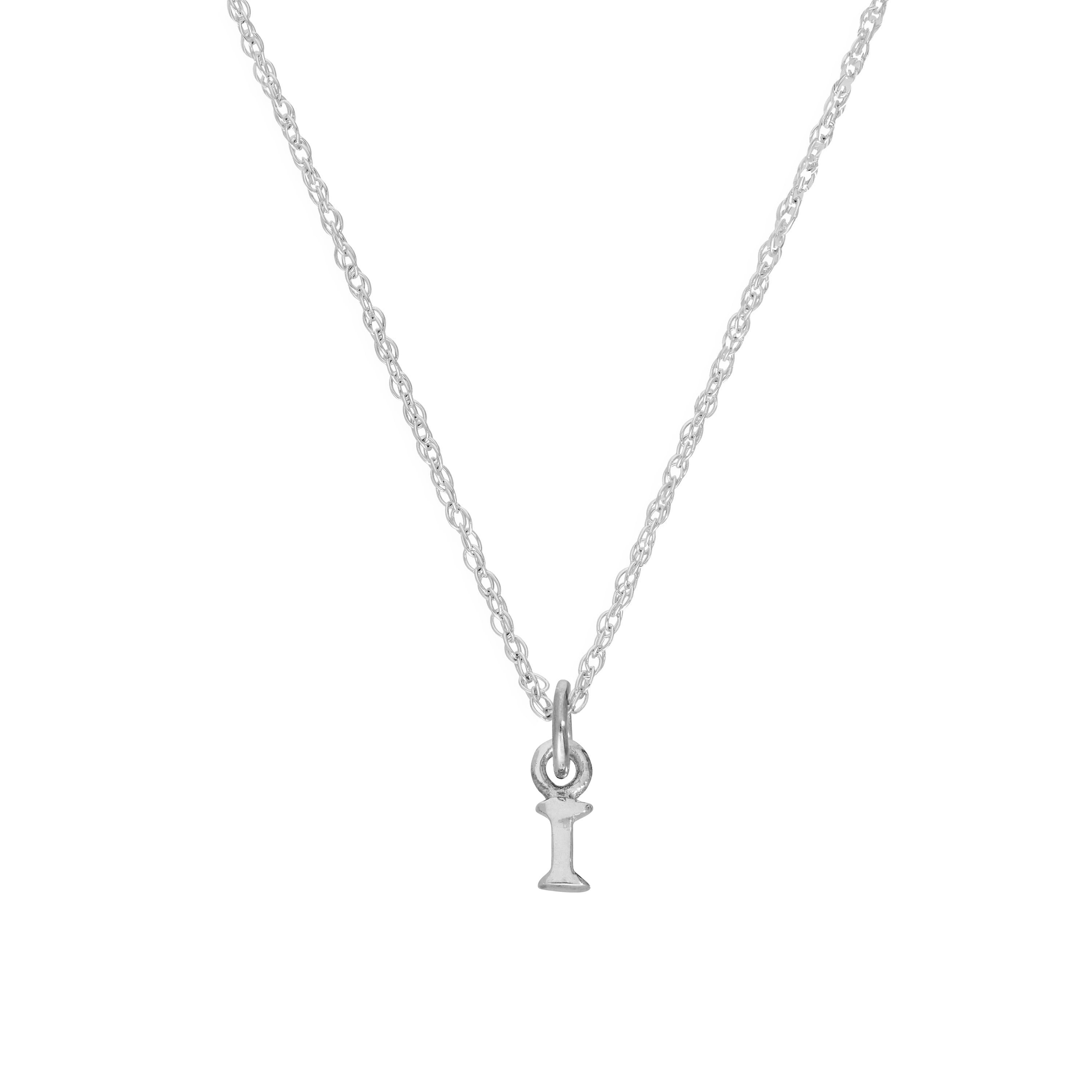 Kleine Halskette mit Anhänger aus Sterlingsilber in Form des Buchstabens I, 14–22 Zoll
