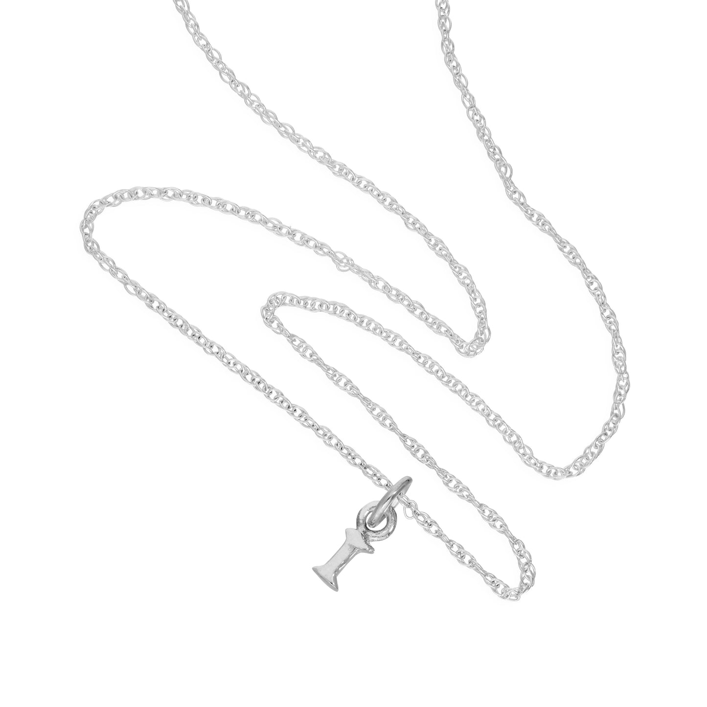 Kleine Halskette mit Anhänger aus Sterlingsilber in Form des Buchstabens I, 14–22 Zoll