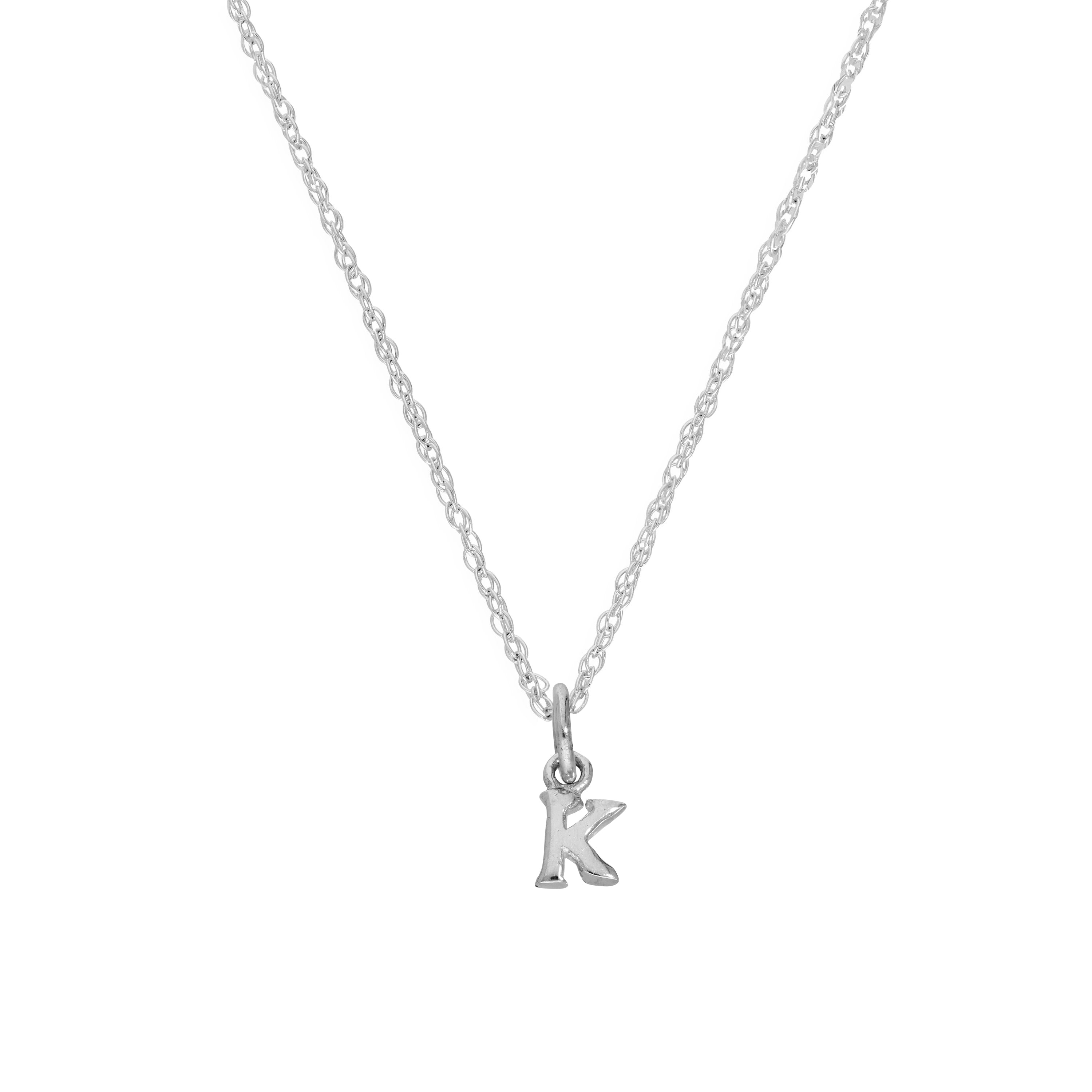 Kleine Halskette mit Anhänger aus Sterlingsilber in Form des Buchstabens K, 14–22 Zoll