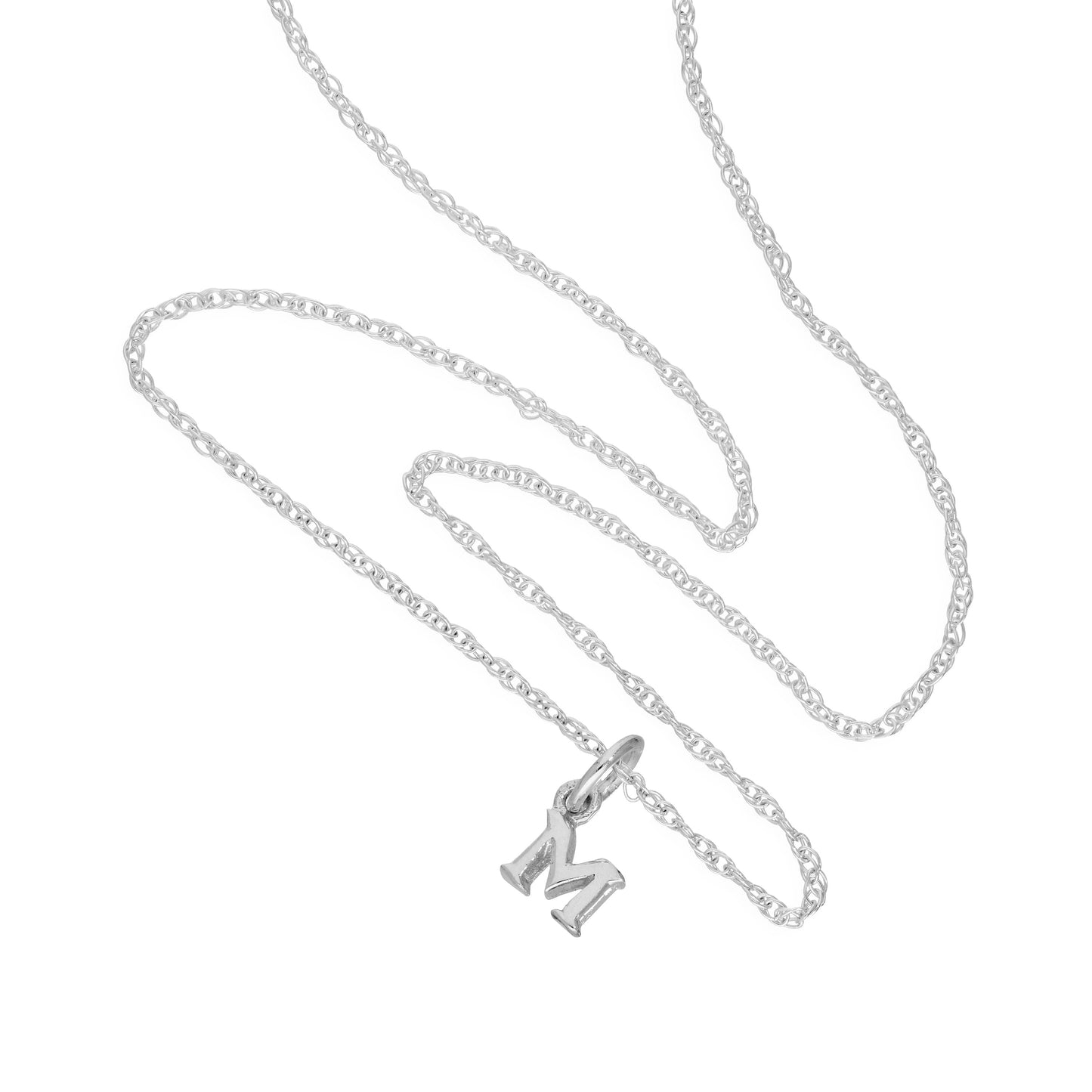 Kleine Halskette mit Anhänger aus Sterlingsilber in Form des Buchstabens M, 14–22 Zoll