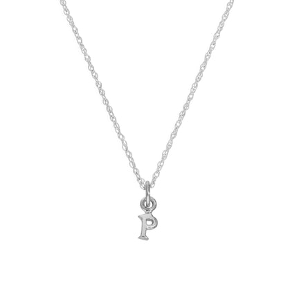 Tiny Sterling Silver Alphabet Letter P Pendant Necklace 14 - 22 Inches