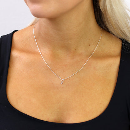 Kleine Halskette mit Anhänger aus Sterlingsilber in Form des Buchstabens P, 14–22 Zoll