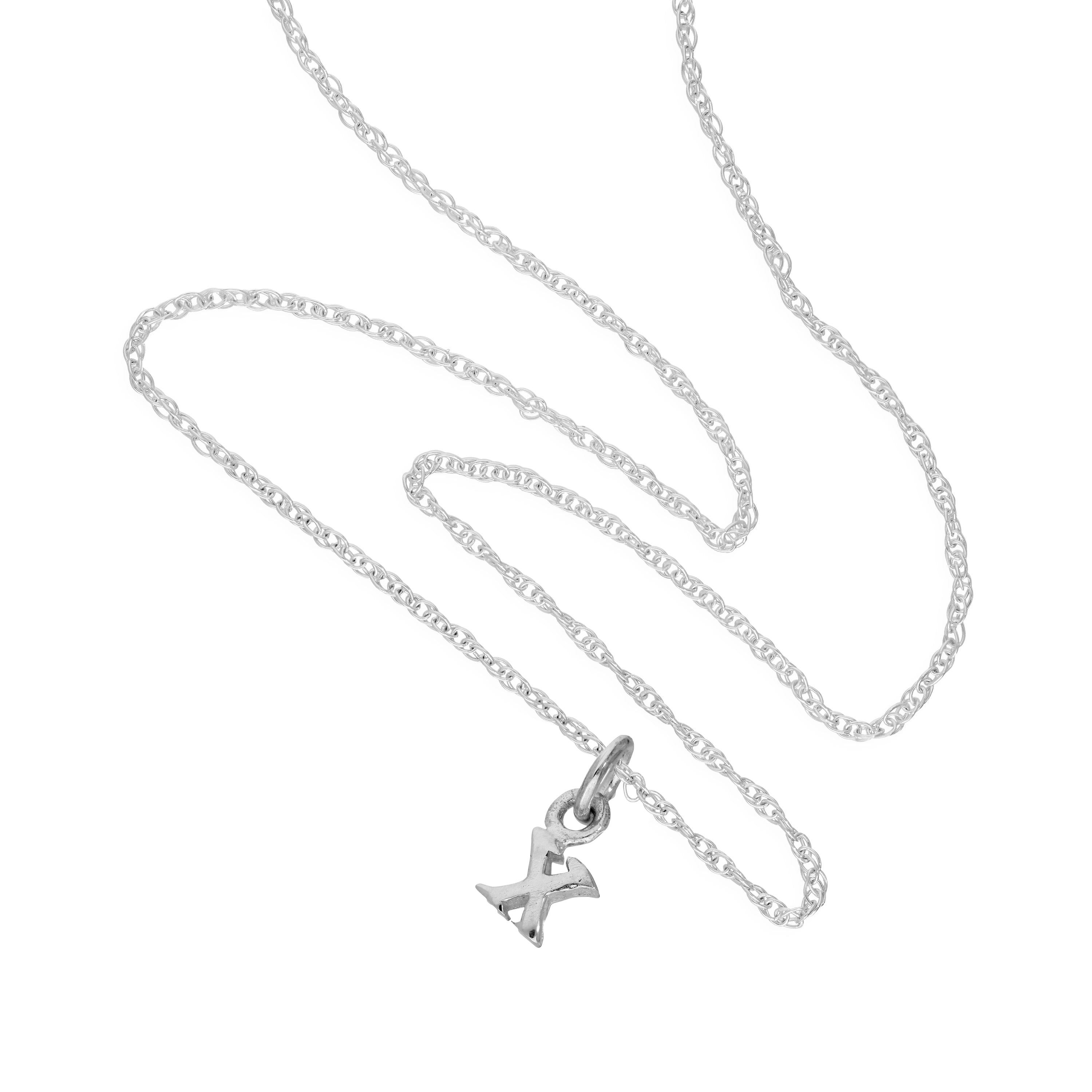 Kleine Halskette mit Anhänger aus Sterlingsilber in Form des Buchstabens X, 14–22 Zoll