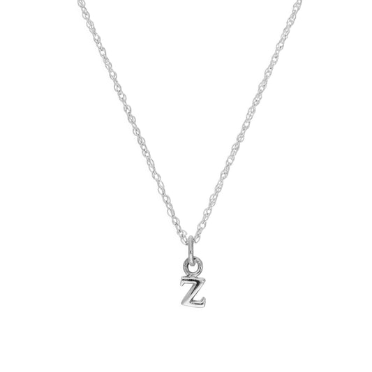 Winzig Sterlingsilber Alphabet Buchstabe Z Anhänger Halskette 35,5 - 56cm