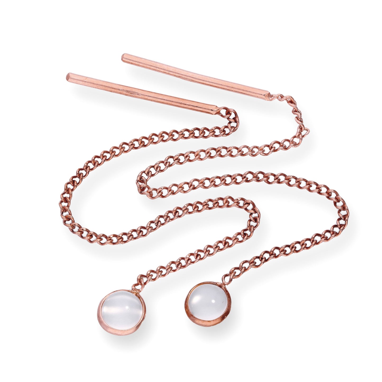 Rose vergoldete Sterling Silber & CZ Kristall Geburtsstein Pull Thru Ohrringe