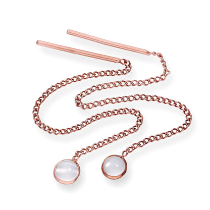 Rose vergoldete Sterling Silber & CZ Kristall Geburtsstein Pull Thru Ohrringe