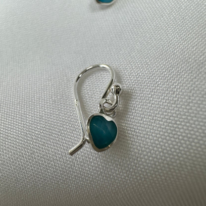 Sterlingsilber & Blau Perlmutt Herz Baumel Ohrhänger