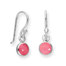 Sterlingsilber & Rosa Perlmutt Rund Baumel Ohrhänger
