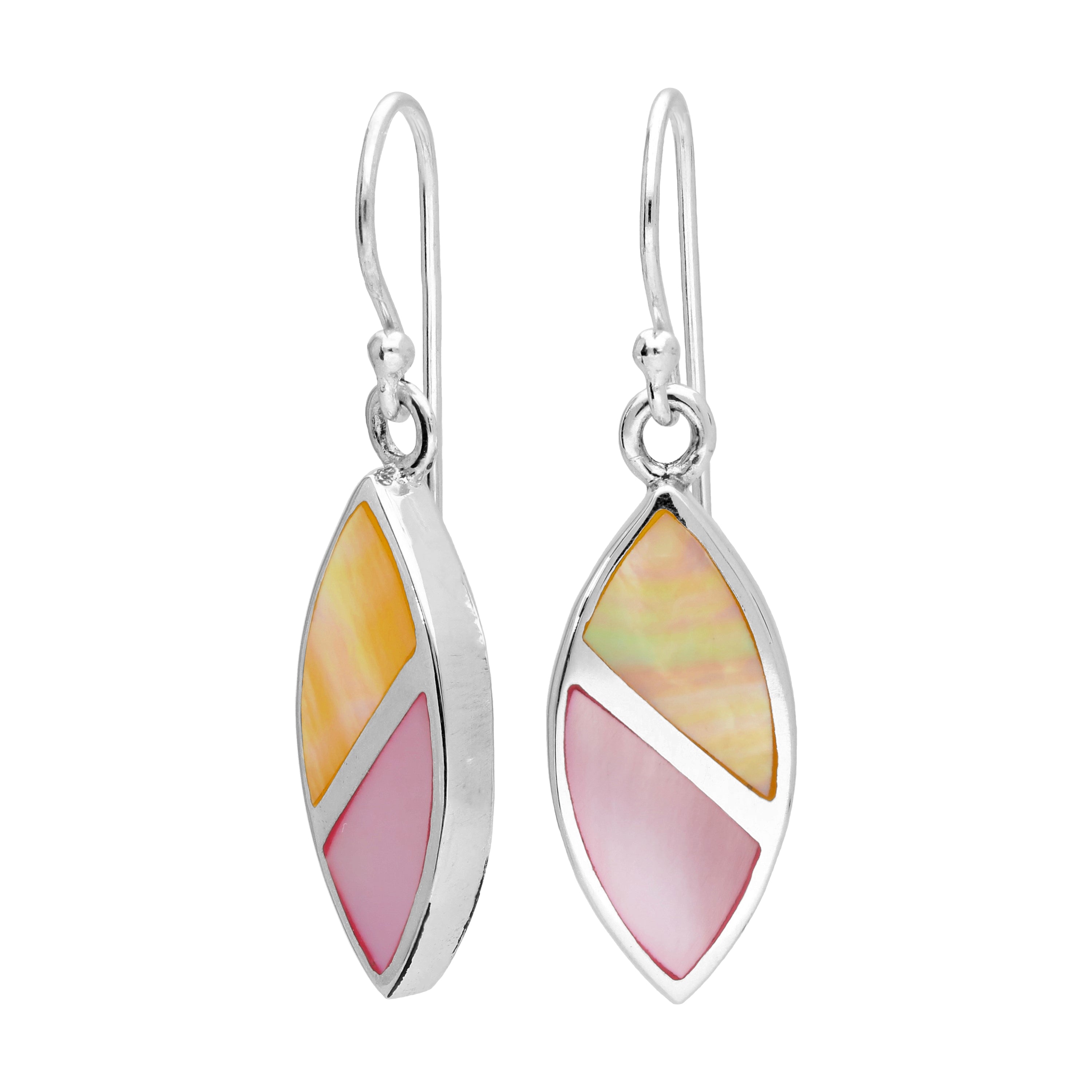 Sterlingsilber & Pastellfarben Perlmutt Oval Baumel Ohrhänger