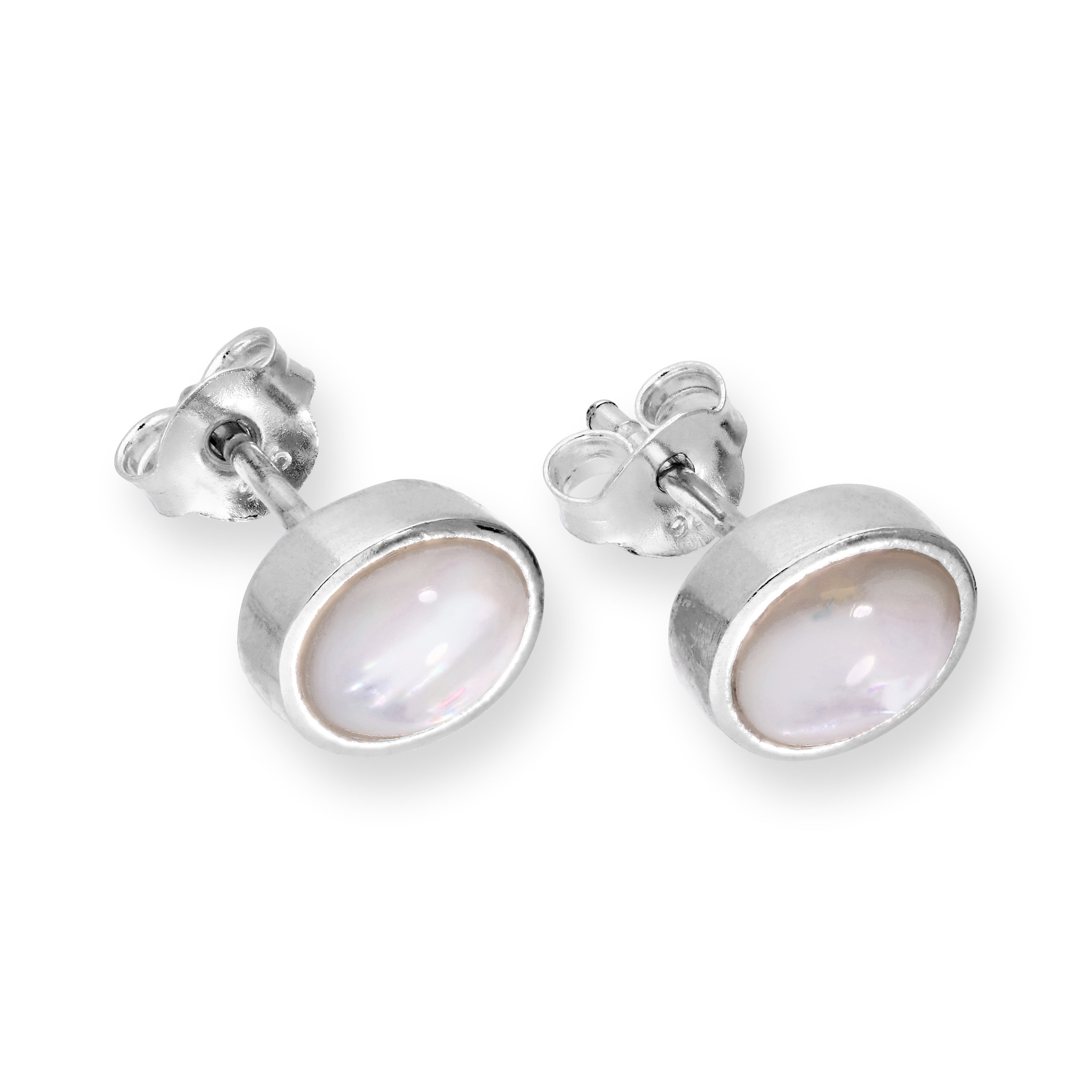 Sterlingsilber & Perlmutt Rund Ohrstecker