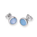 Sterlingsilber & Blau Perlmutt Rund Ohrstecker