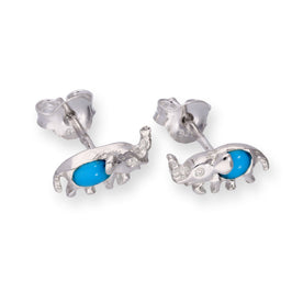 Sterlingsilber & Blau Türkis Elefant Ohrstecker