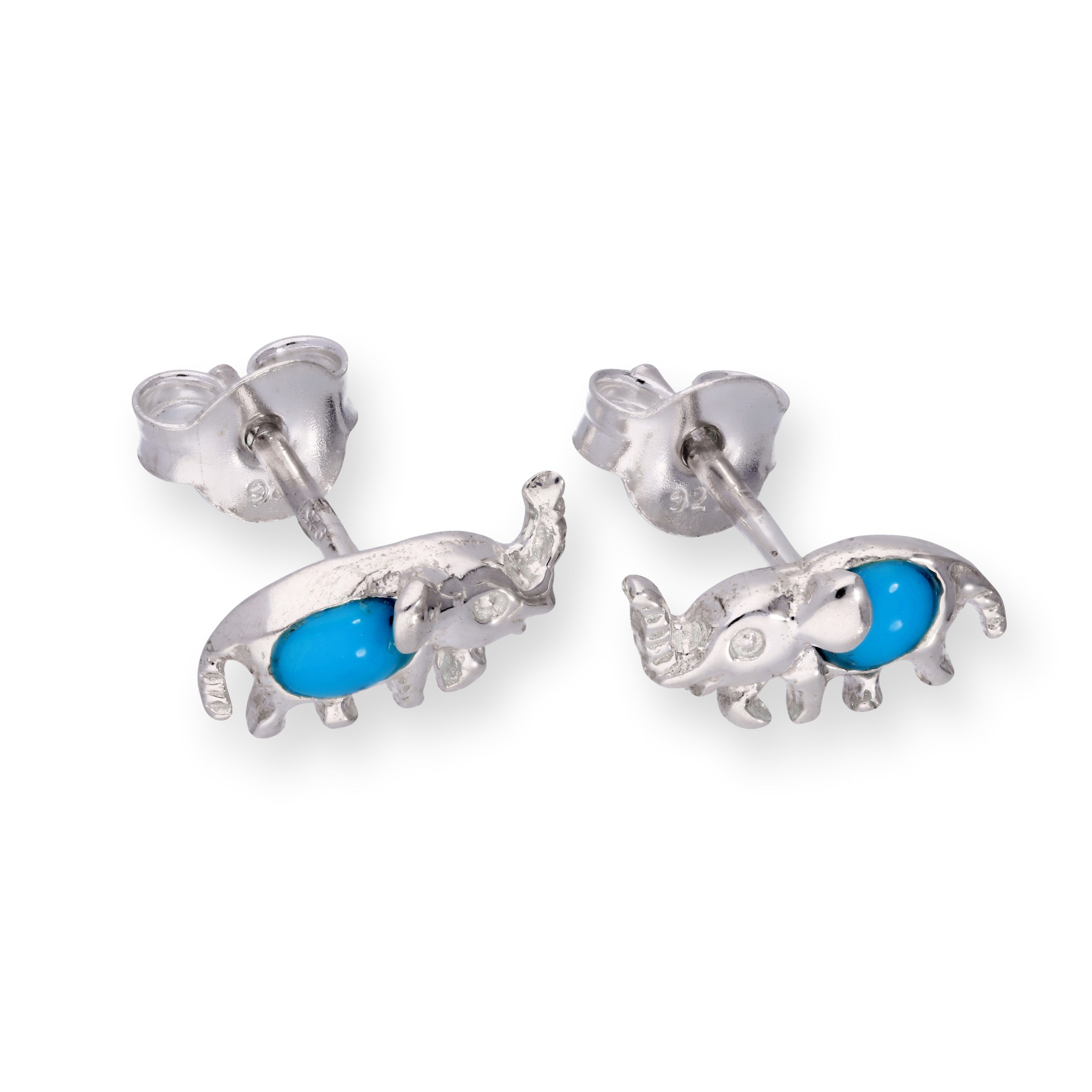 Sterlingsilber & Blau Türkis Elefant Ohrstecker