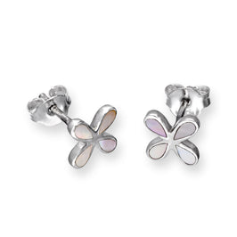 Sterlingsilber & Perlmutt Blumen Ohrstecker