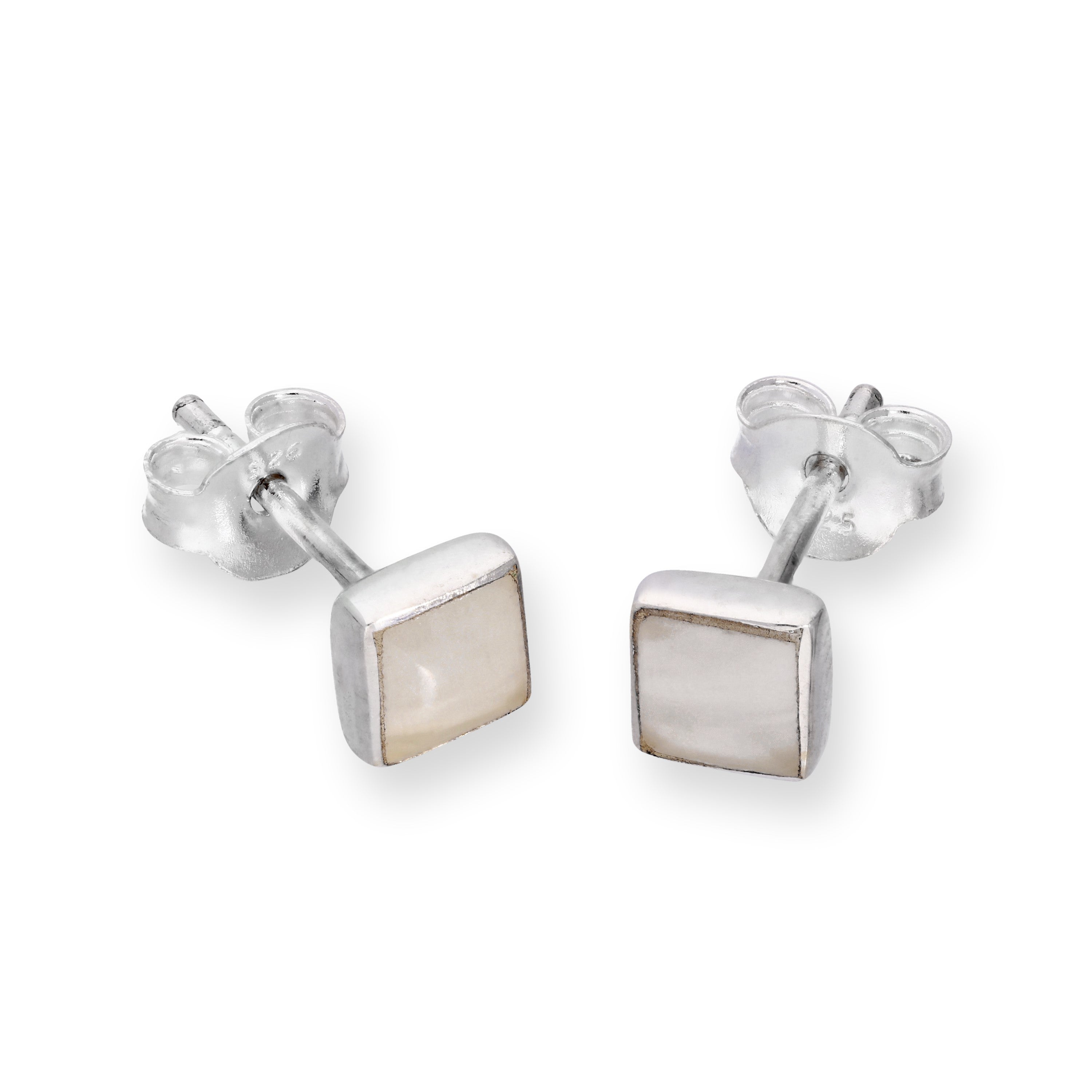 Sterlingsilber & Perlmutt Quadrat Ohrstecker