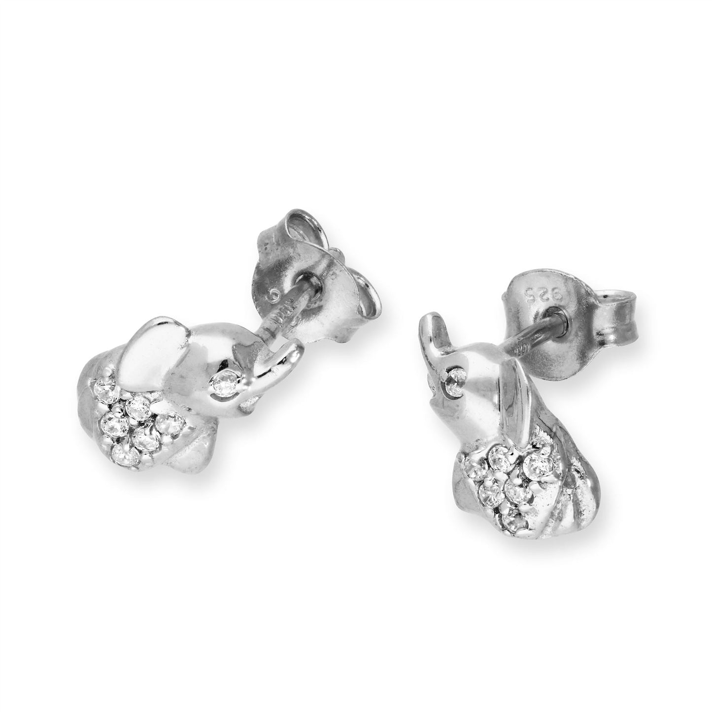 Ohrstecker aus Sterlingsilber und klarem Zirkonia in Elefantenform