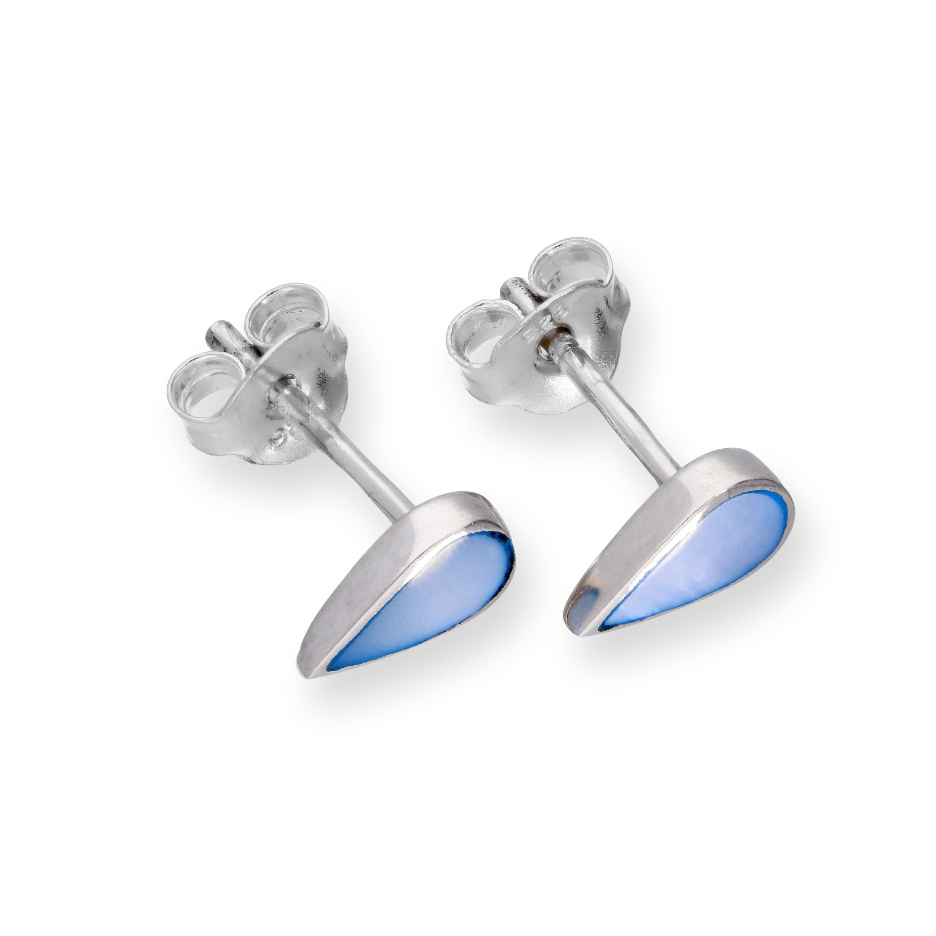 Sterlingsilber & Hellblau Emaille Tränentropfen Ohrstecker