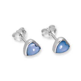 Sterlingsilber & Blau Perlmutt Herz Ohrstecker