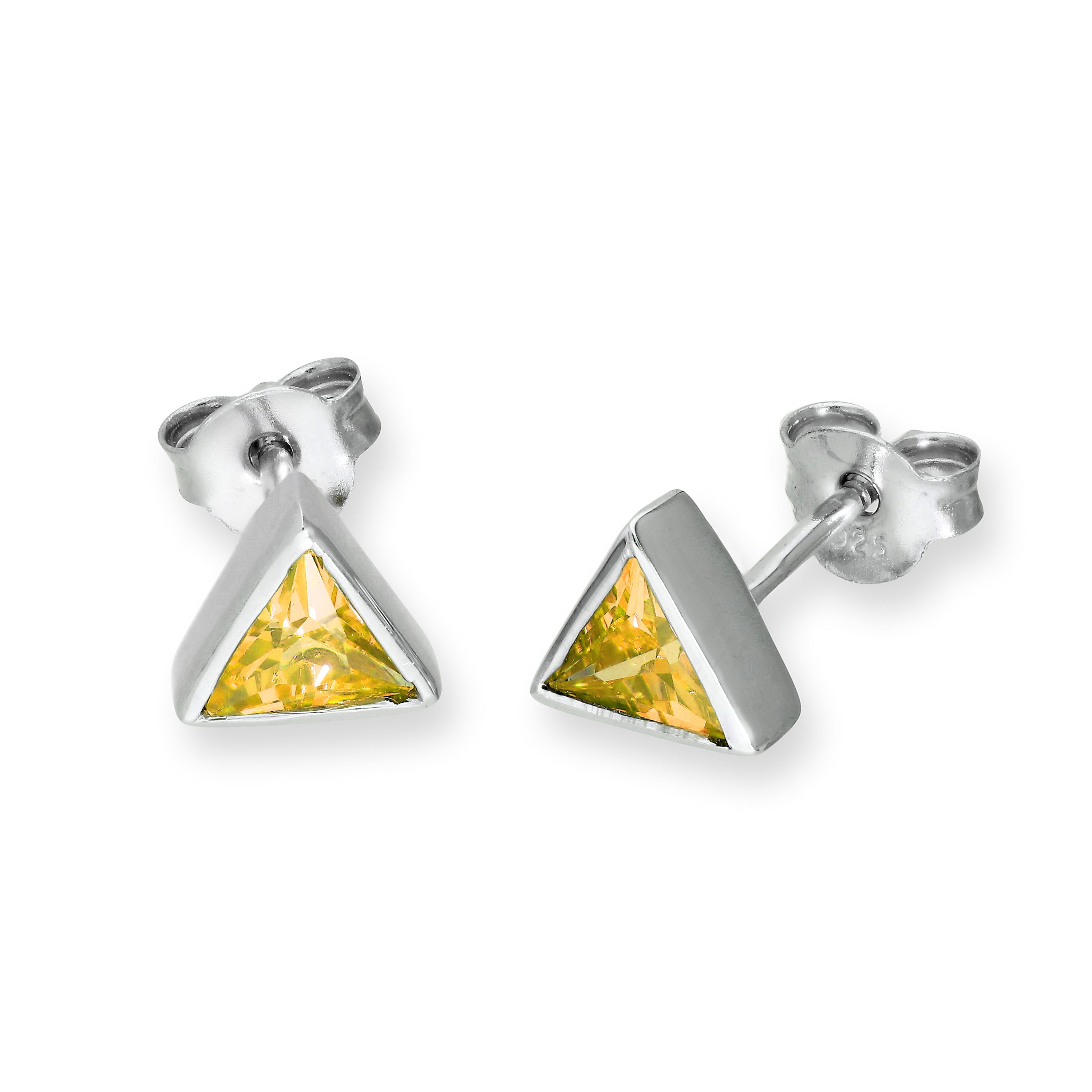 Sterlingsilber & CZ Kristall Dreieck Geburtsstein Ohrstecker